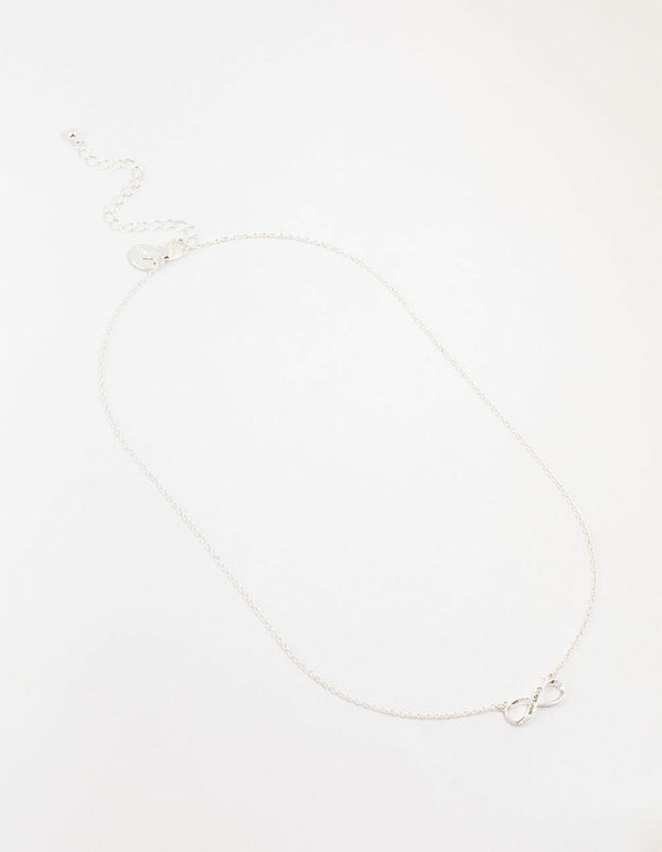 Silver Encased Diamante Infinity Necklace