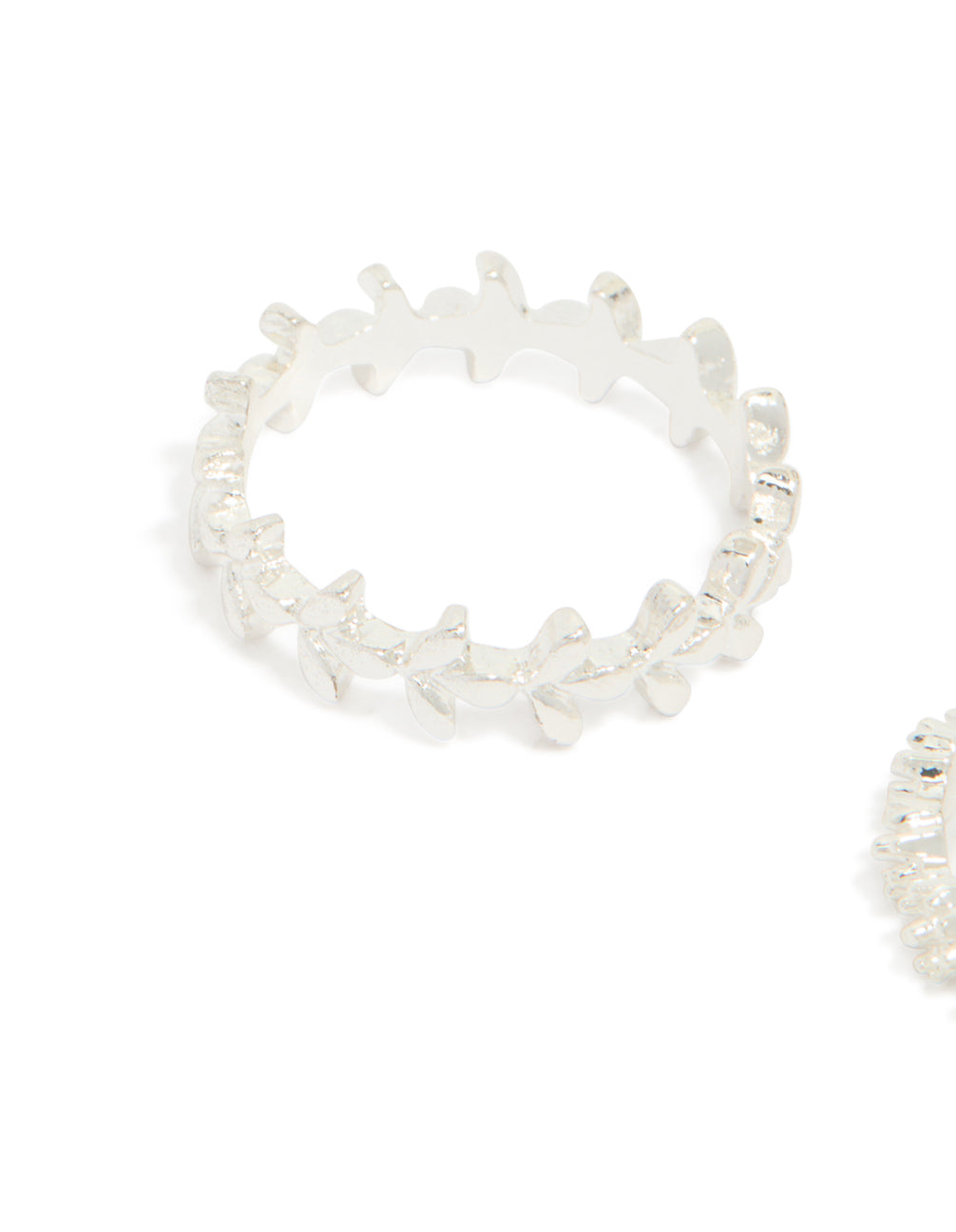 Silver Flower Vine Stacking Ring Pack