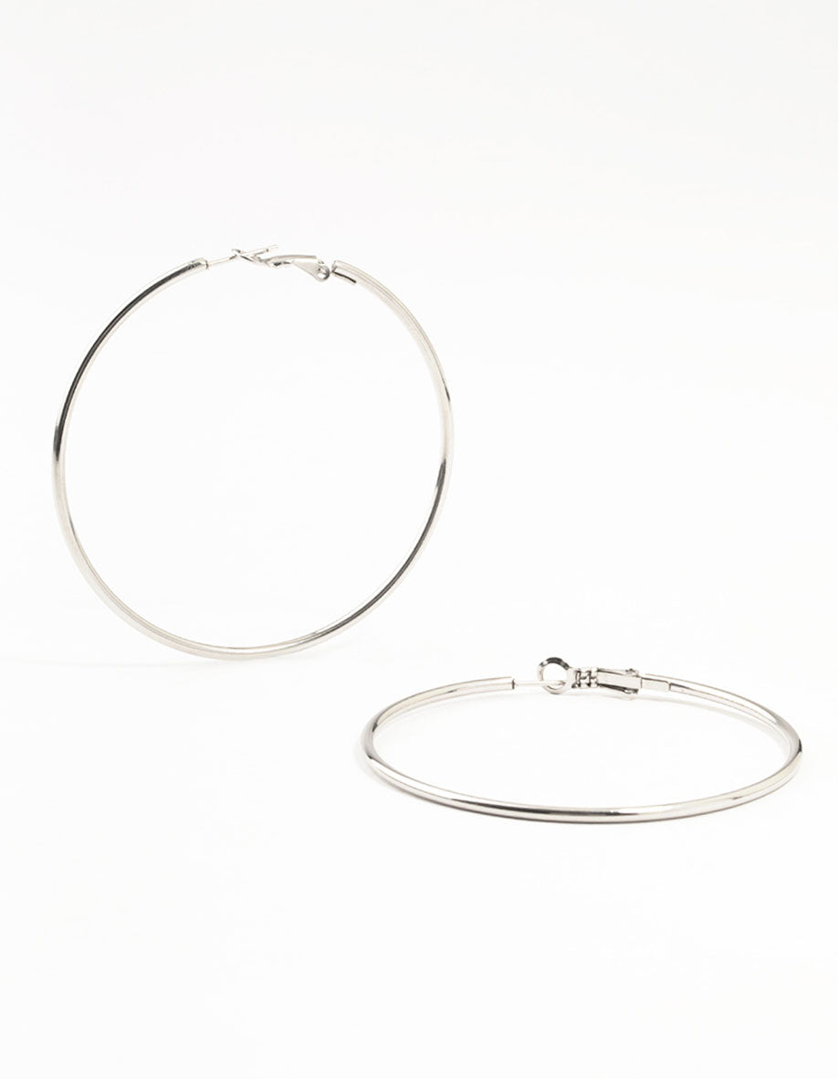 Surgical Steel Classic Hoop Earrings 60MM in silver front view