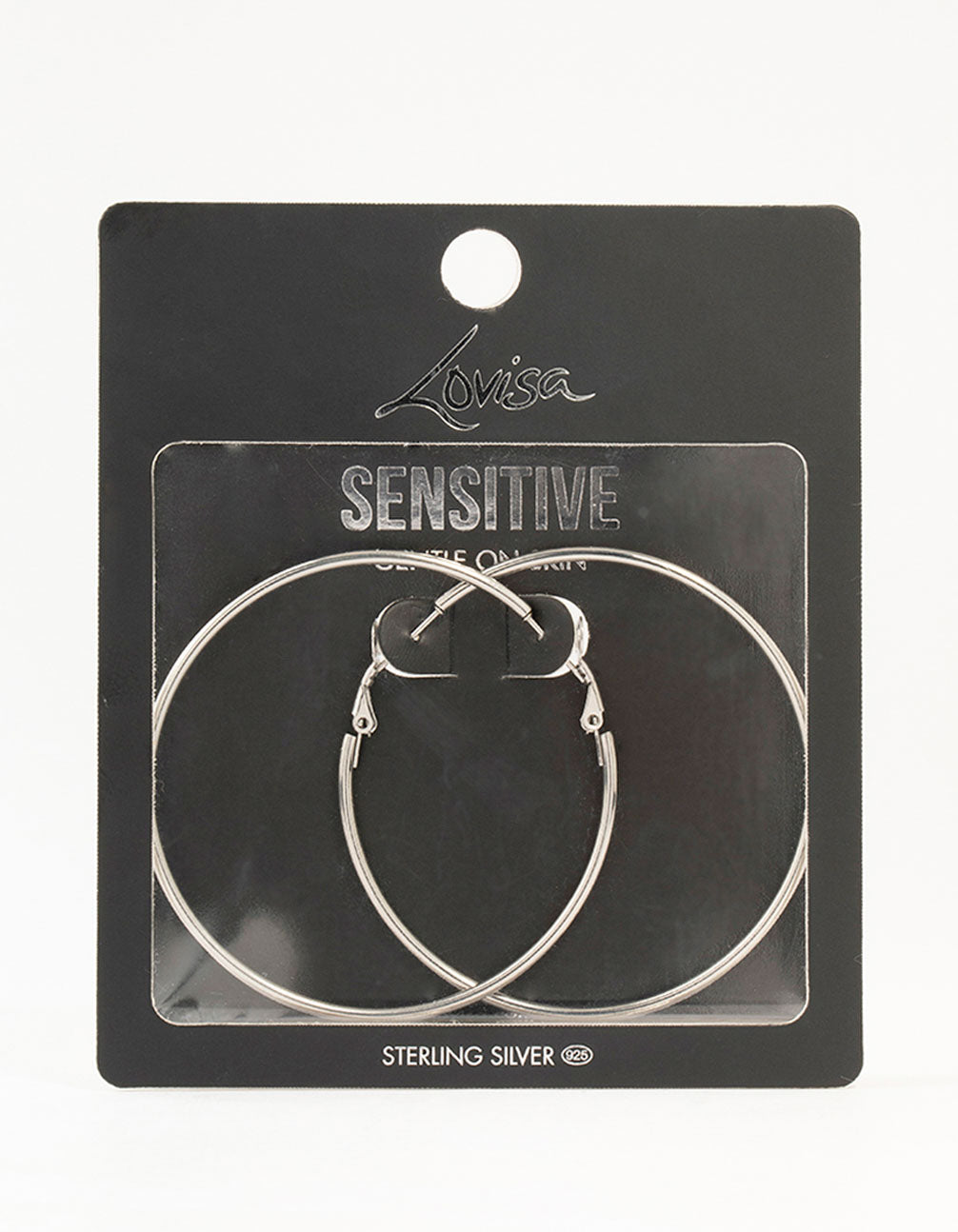 Surgical Steel Classic Hoop Earrings 60MM in silver front view