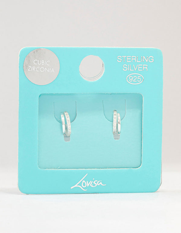 Sterling Silver Cubic Zirconia Double Hoop Earrings