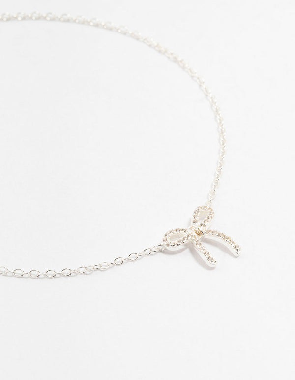 Sterling Silver Cubic Zirconia Bow Bracelet