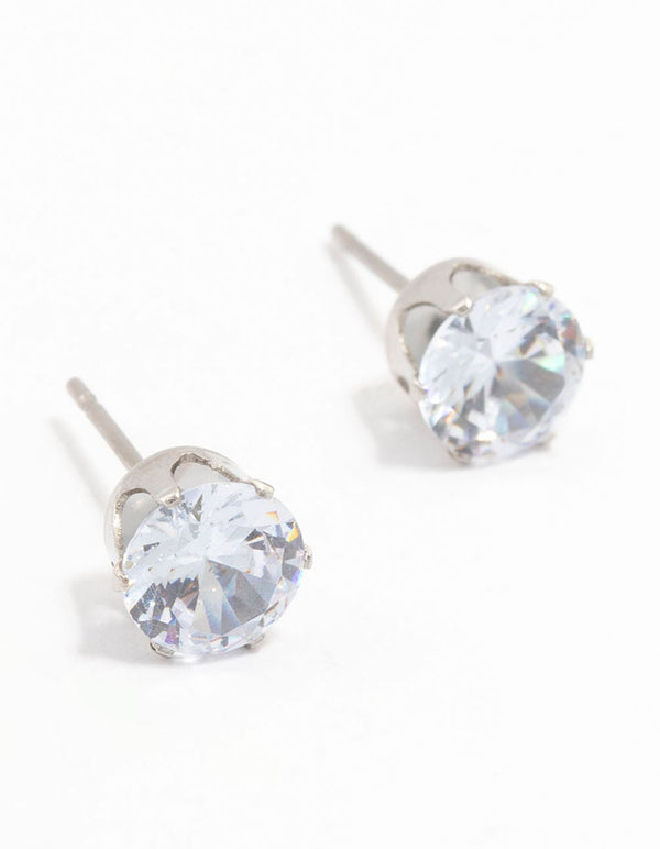 Showcasing waterproof stainless steel cubic zirconia stud earrings 7mm featuring crystal front view