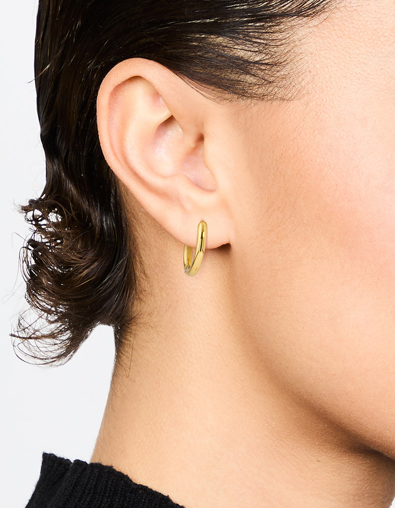 Waterproof Gold Plated Stainless Steel Core Clicker Earrings 14 MM