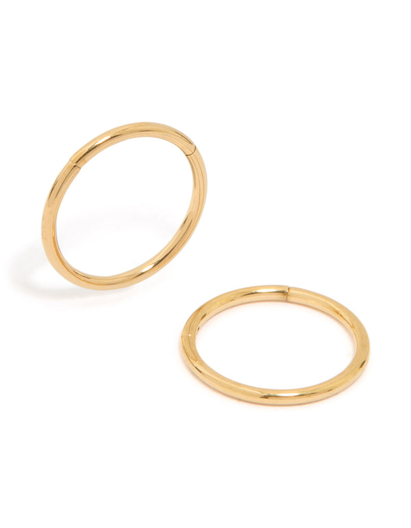Waterproof gold plated stainless steel sleeper earrings 12 MM front view