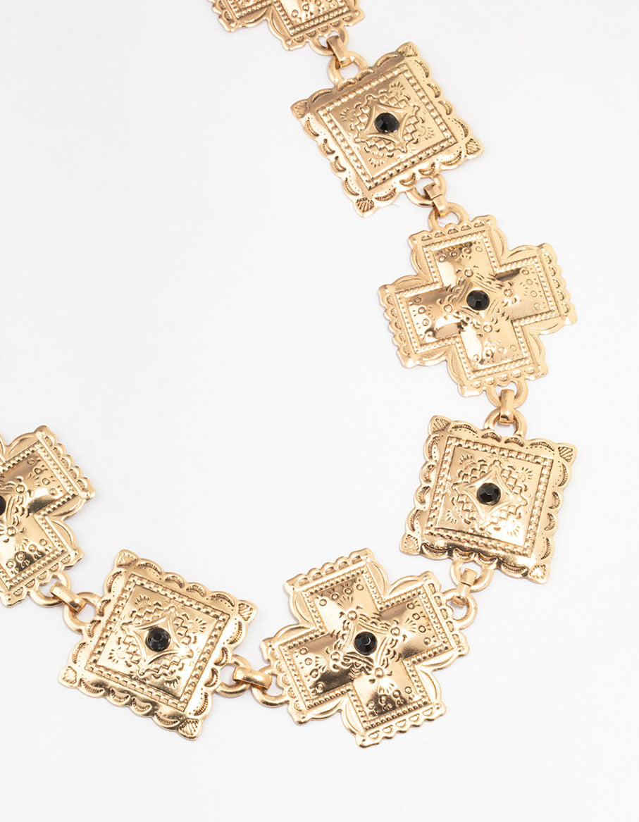 Gold Boho Square & Cross Belt