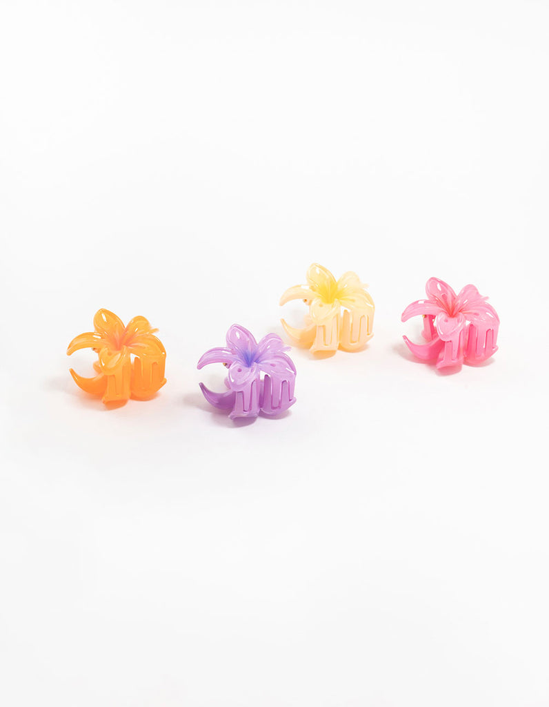 Mini Colourful Hibiscus Claw Clips 4-Pack - Lovisa