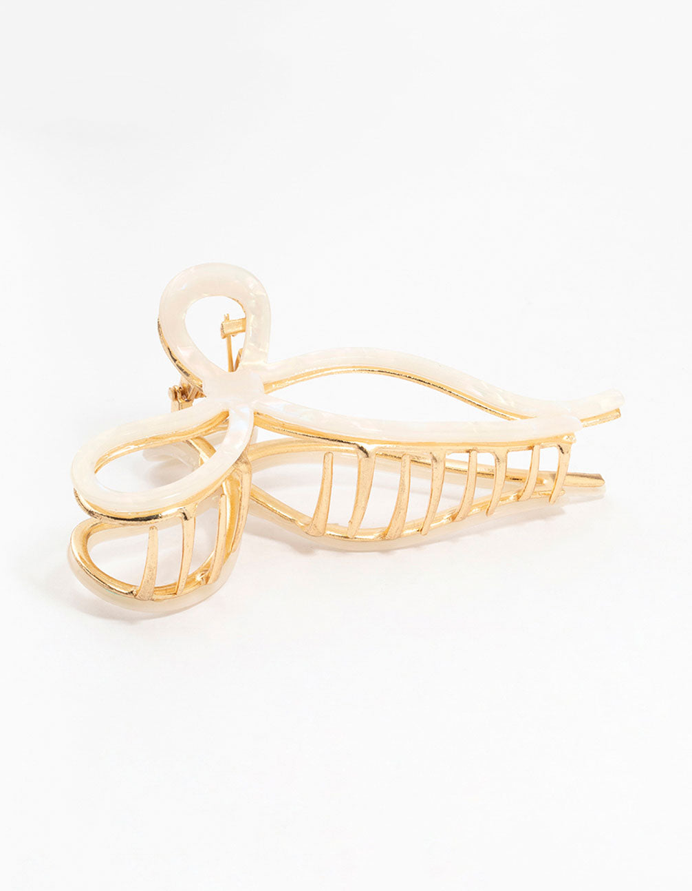 Ivory Acrylic Bow Hair Claw Clip