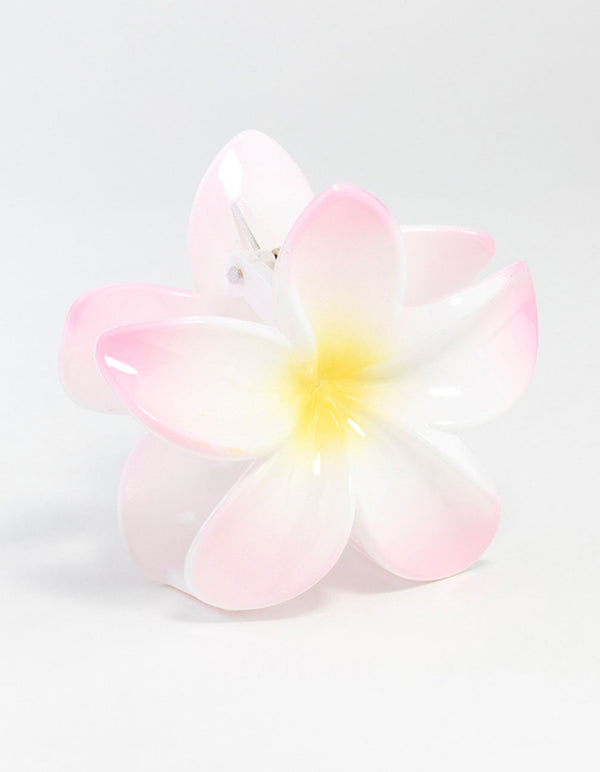 White Frangipani Flower Claw Clip