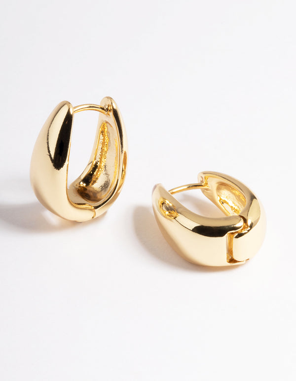 Gold Plated Bold Taper Hoop Earrings