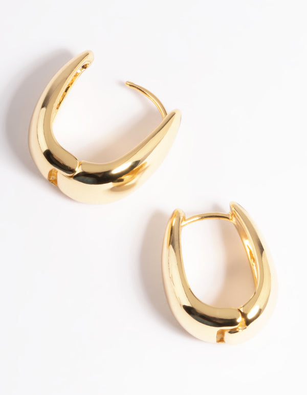 Gold Plated Bold Taper Hoop Earrings