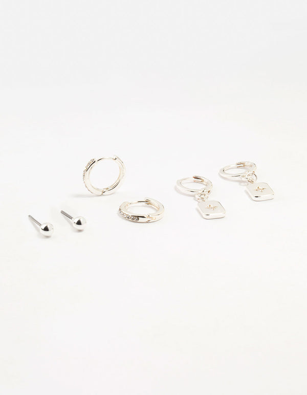 Silver Plated Celestial Plate Earrings 6-Pack