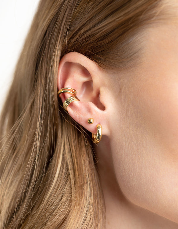 Gold Plated Basic Huggie & Cuff Earrings 8-Pack