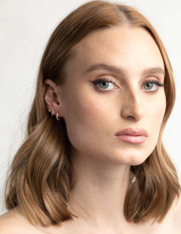 Gold Plated Cubic Zirconia Leaf Earrings 6-Pack