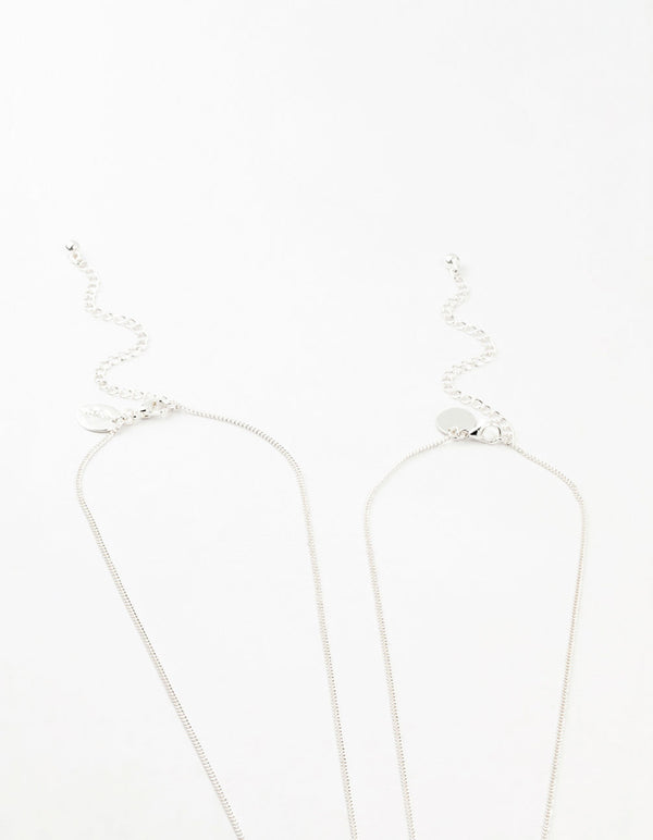 Silver Plated Wing & Diamante Cross Necklace