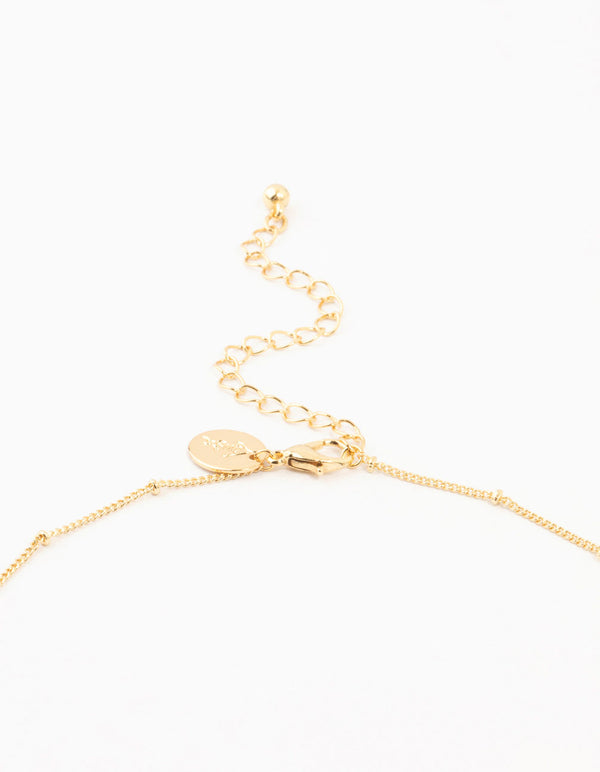Gold Plated Diamante Heart Mary Necklace & Stud Earrings Set