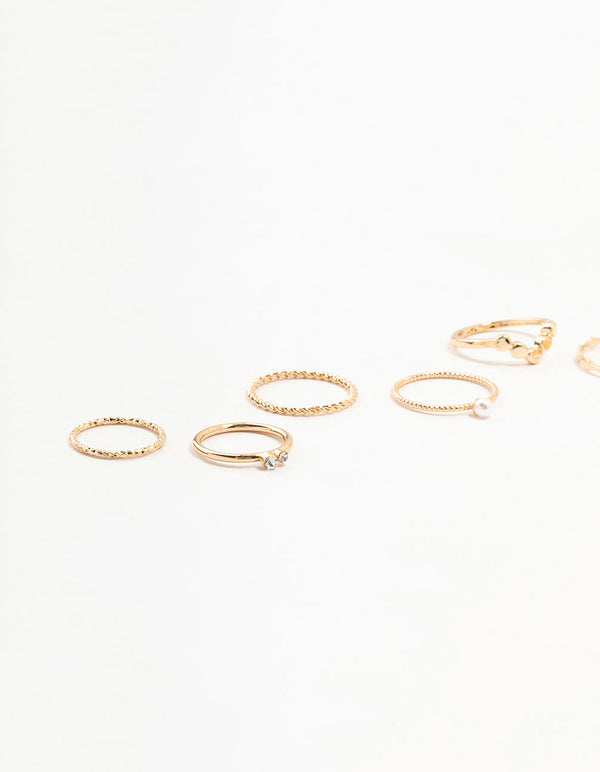 Gold Thin Mixed Stacking Rings 8-Pack