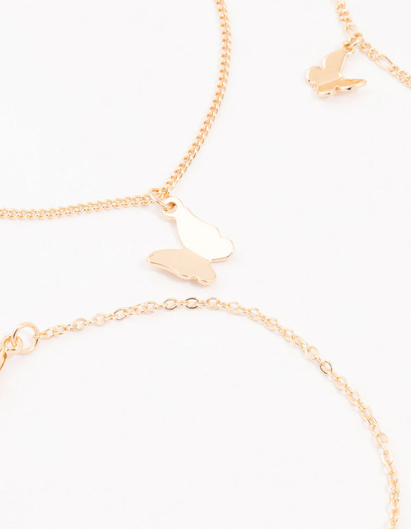 Gold Butterfly Drop Bracelets 4-Pack