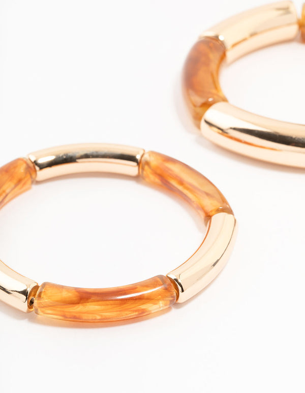 Gold & Resin Stretch Bangles 2-Pack
