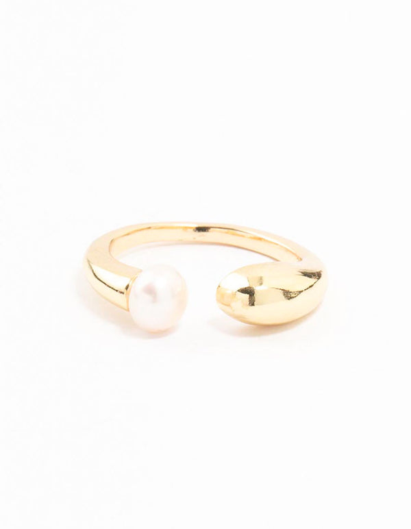 Gold Plated Open Pearl Ring