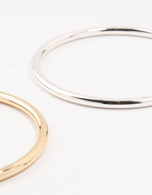 Mixed Metals Round Bangles 2-Pack