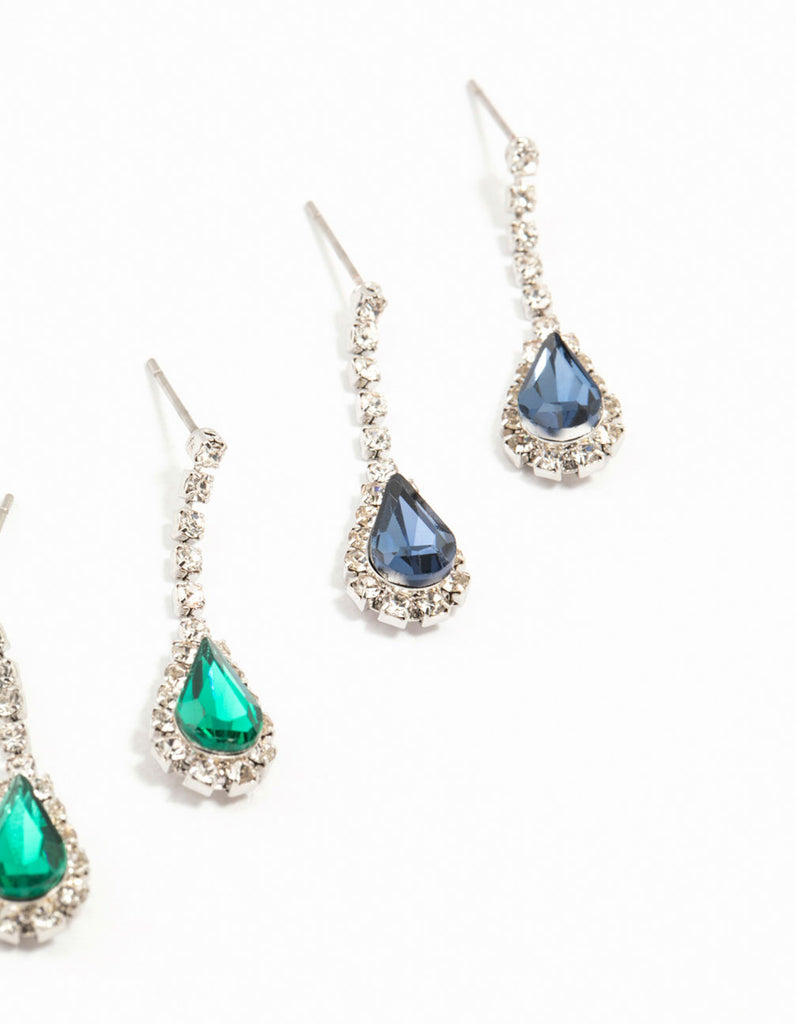 FIOREVER SILVER DIAMOND DROP EARRINGS