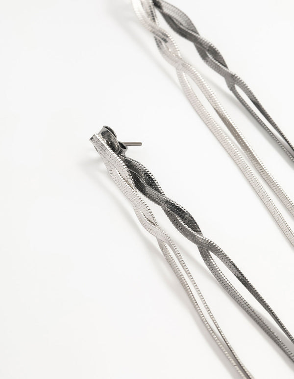 Silver Front Back Chain Drop Earrings