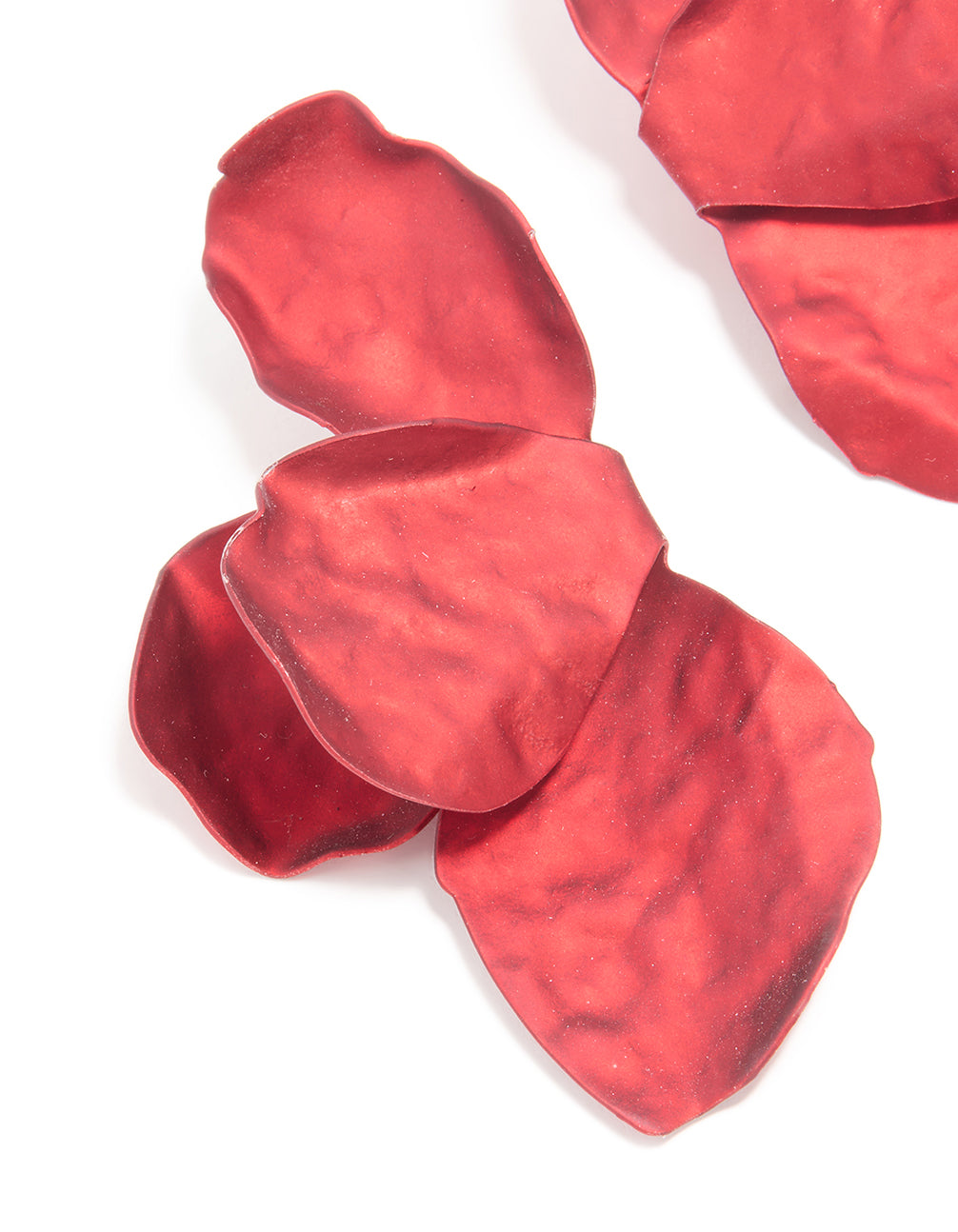 Red Coated Flower Petal Drop Earrings