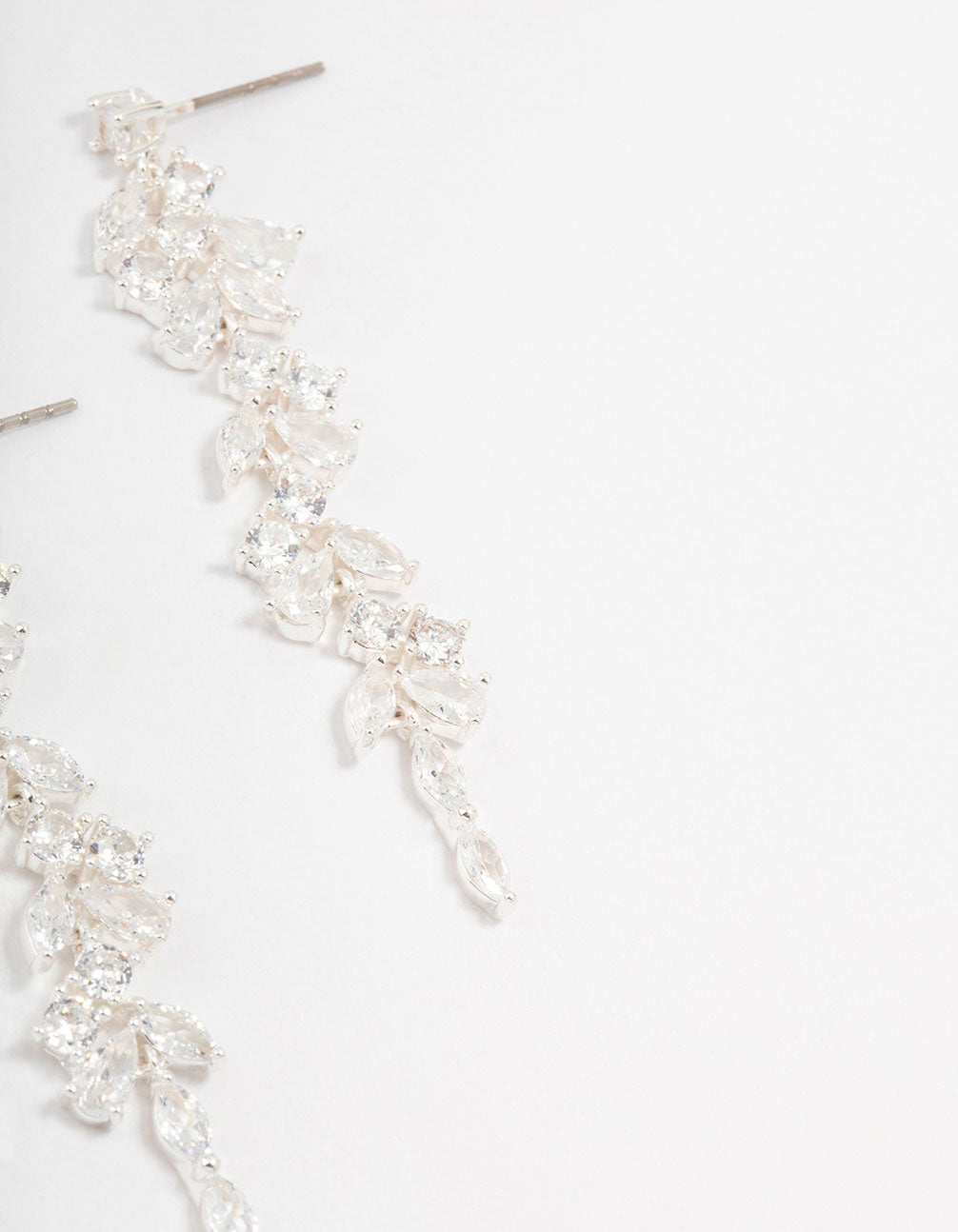 Cubic Zirconia Stone Silver Medium Drop Earrings
