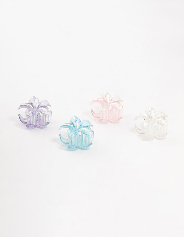 Mini Plastic Irregular Frangipani Claw Clips 4-Pack
