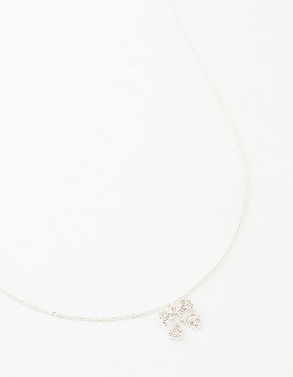 Silver Bling Bow Neckalce