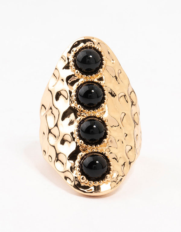 Black & Gold Molten Linear Ring
