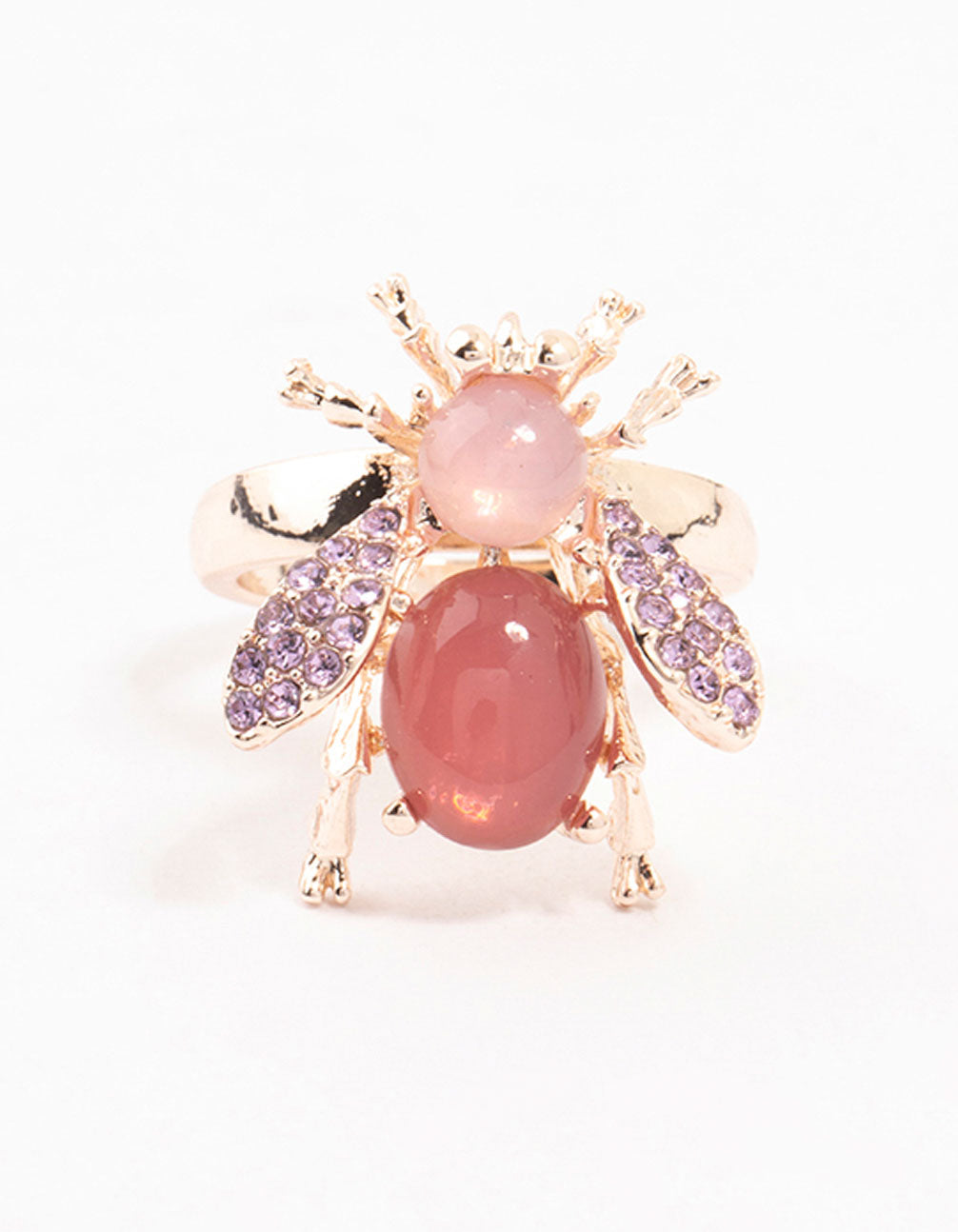 Rose Gold Diamante Beetle Ring