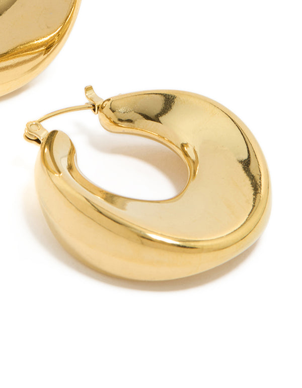 Waterproof Gold Plated Stainless Steel Large Hoop Earrings