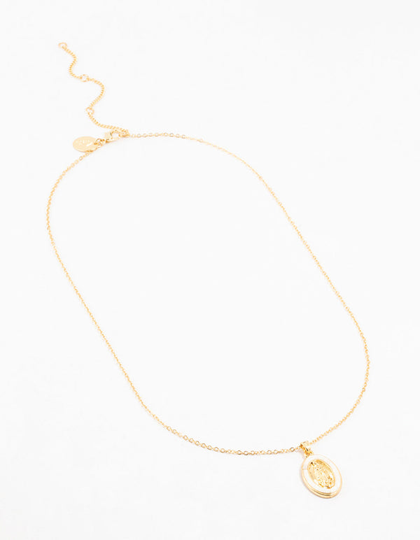 Gold Plated Pearlescent Mary Necklace