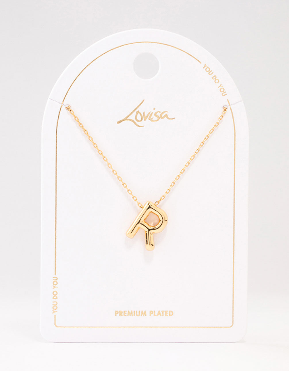 Gold Plated Bubble R Letter Necklace