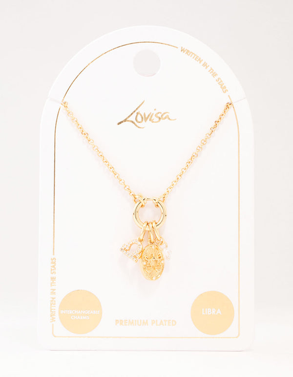 Gold Plated Libra Charm Necklace