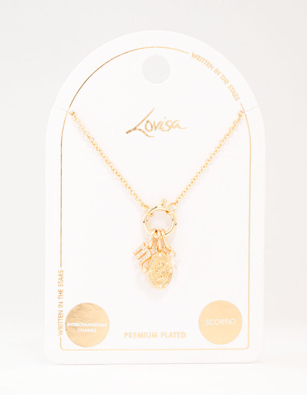 Gold Plated Scorpio Charm Necklace
