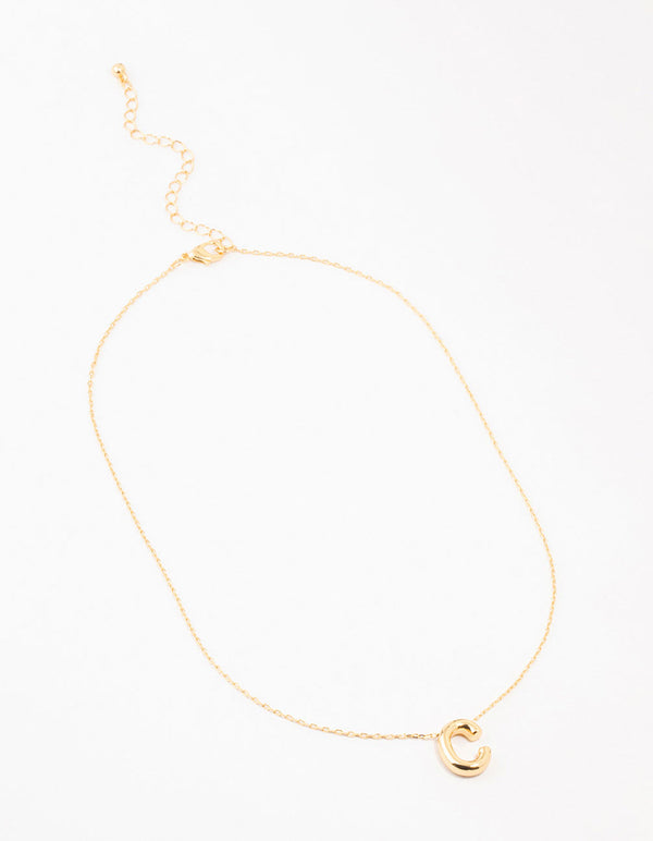 Gold Plated Bubble Letter C Necklace