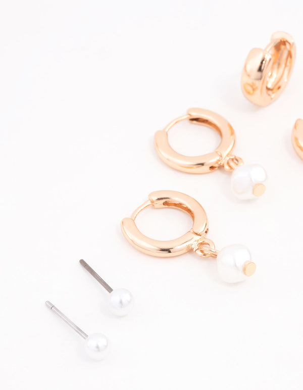 Pearl Huggie Earrings 3-Pack