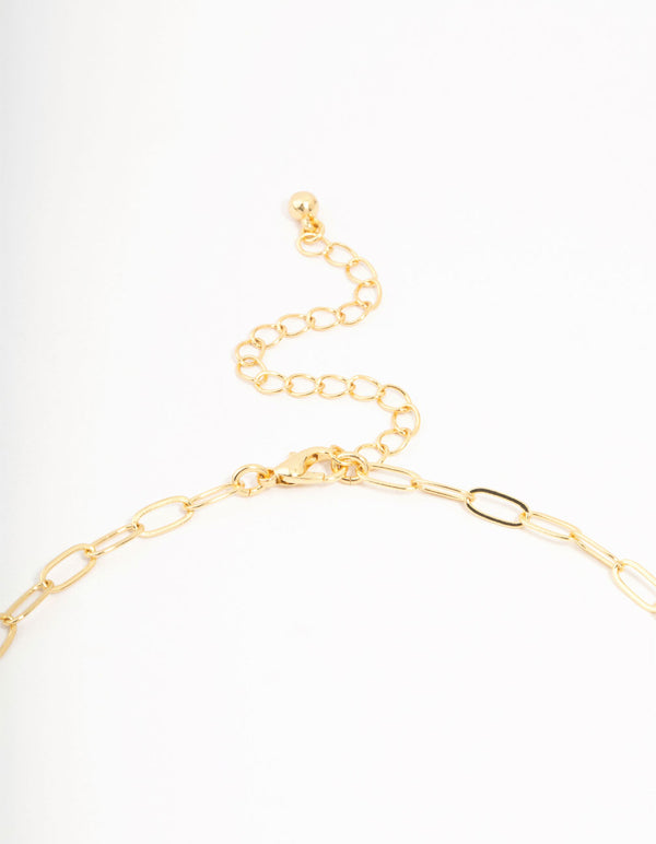 Real Gold Plated Bow Link Necklace