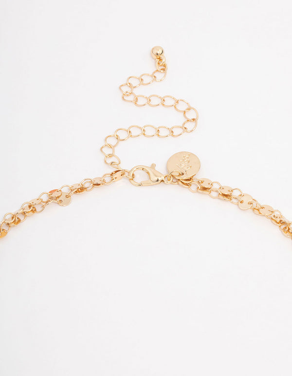 Gold Plated Round Link Layered Y-Necklace