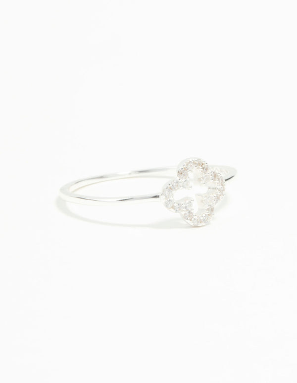 Sterling Silver Cubic Zirconia Flower Ring