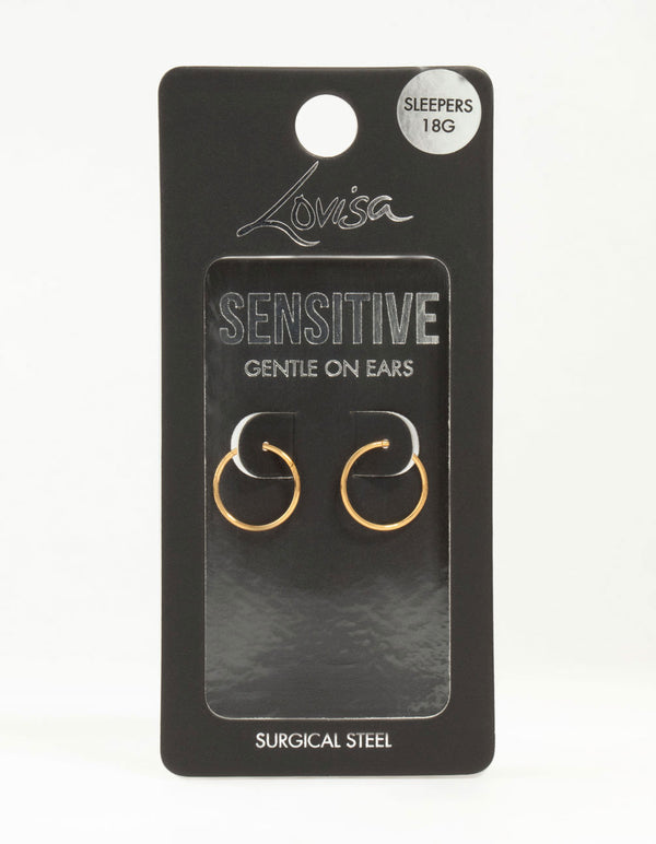 Gold Plated Surgical Steel Medium Sleeper Earrings 12 mm