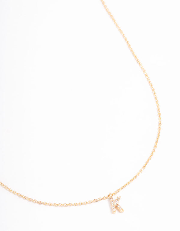 Gold Plated Cubic Zirconia Letter K Necklace