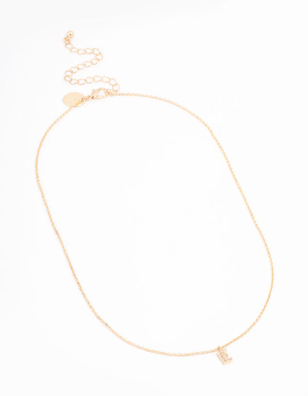 Gold Plated Cubic Zirconia Letter E Necklace