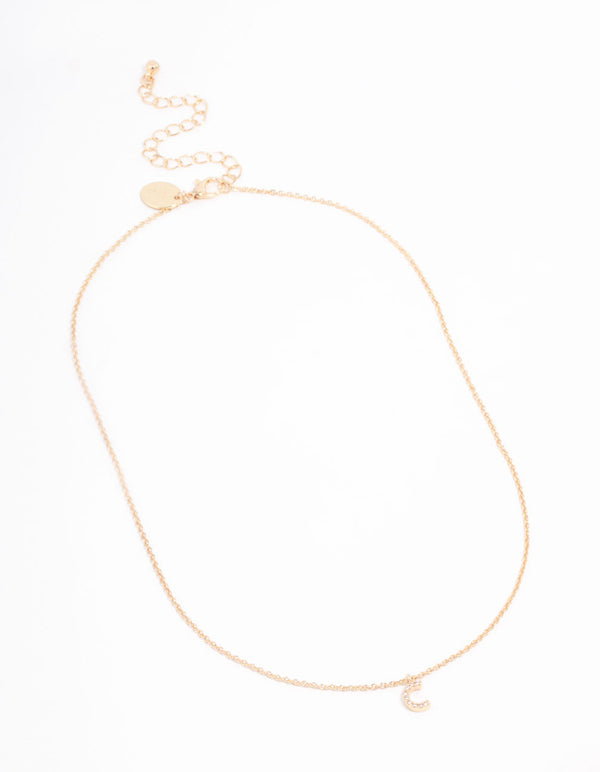 Gold Plated Cubic Zirconia Letter C Necklace