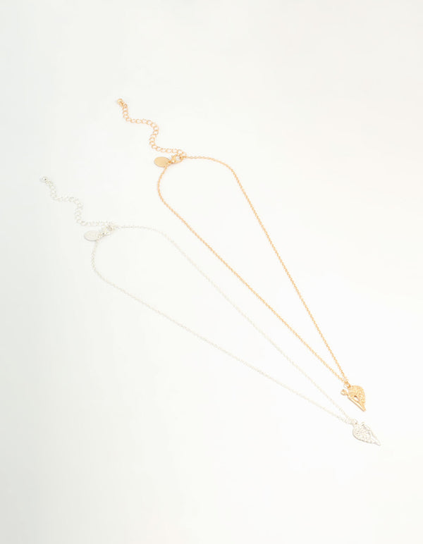 Mixed Metals Angel Necklaces 2-Pack