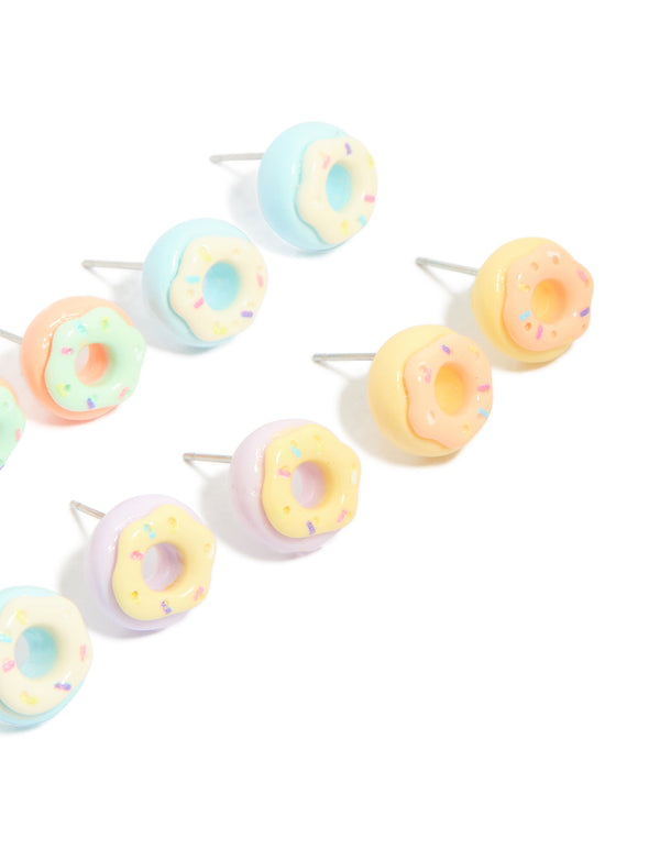 Silver Multicoloured Doughnut Earrings 8-Pack
