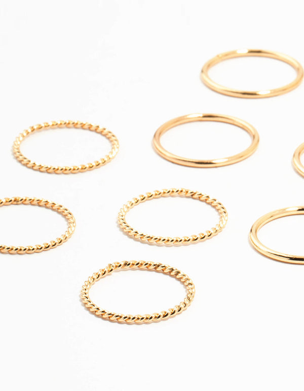 Gold Thick & Simple Rings 12-Pack